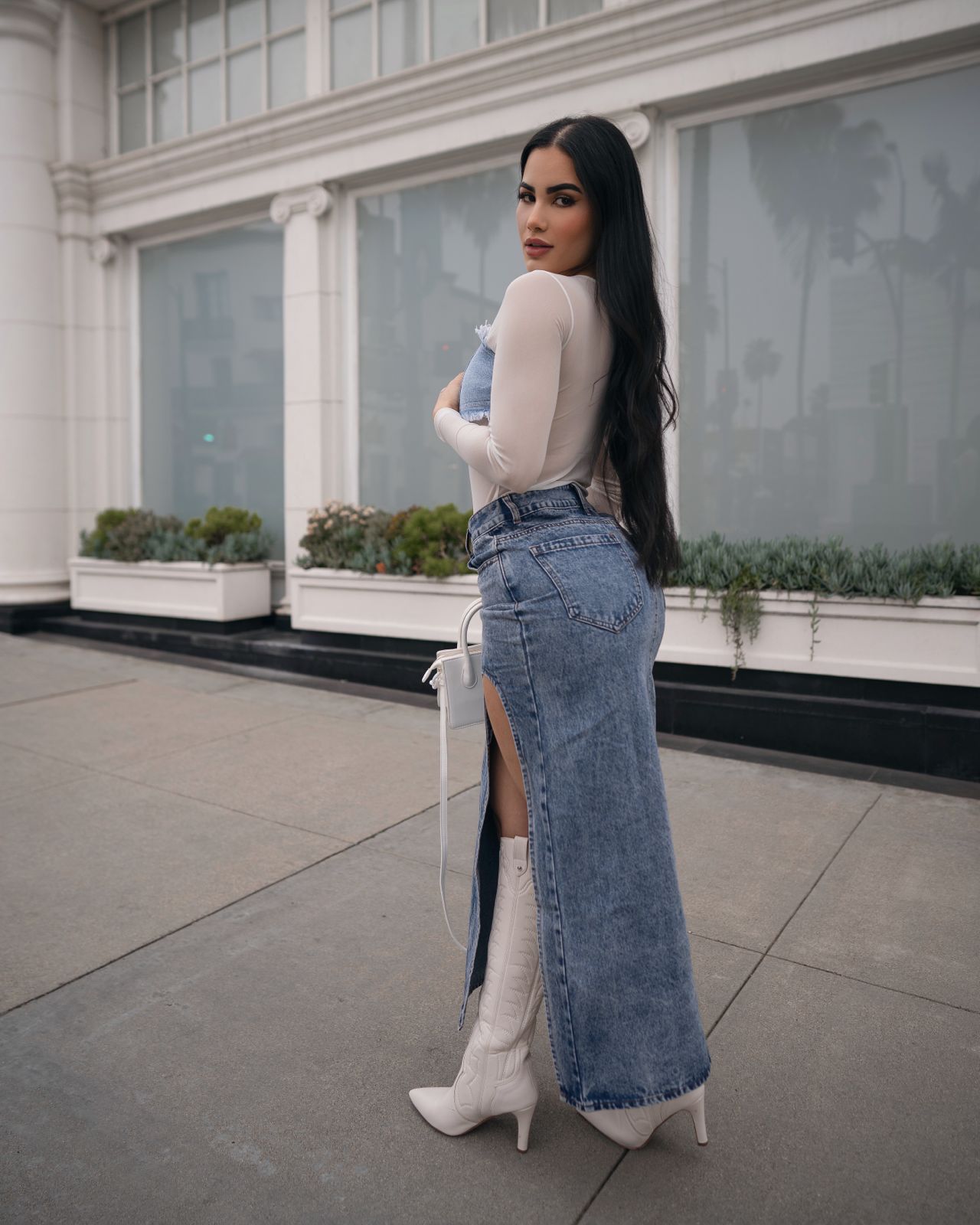 BODY BLANCO MANGA LARGA MALLA PARTE JEAN