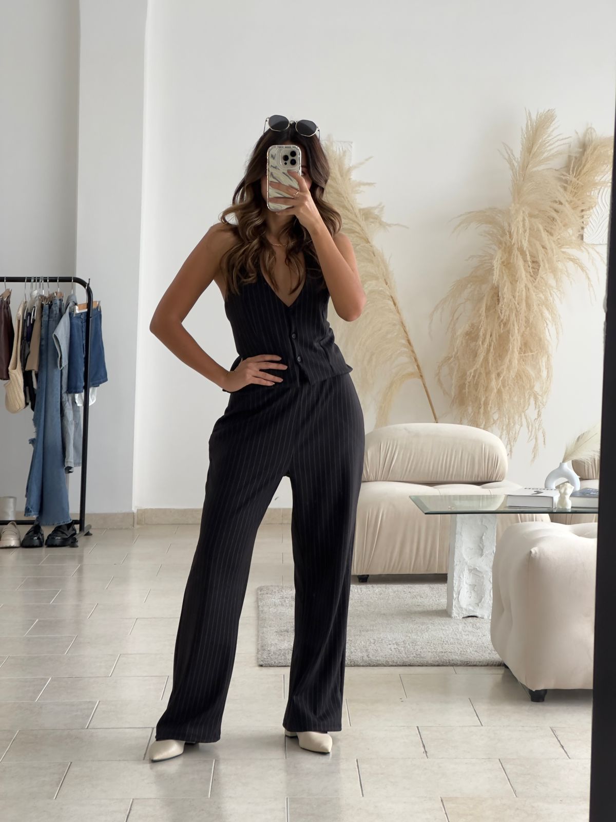 SET RAYAS PANTALON Y TOP HALTER