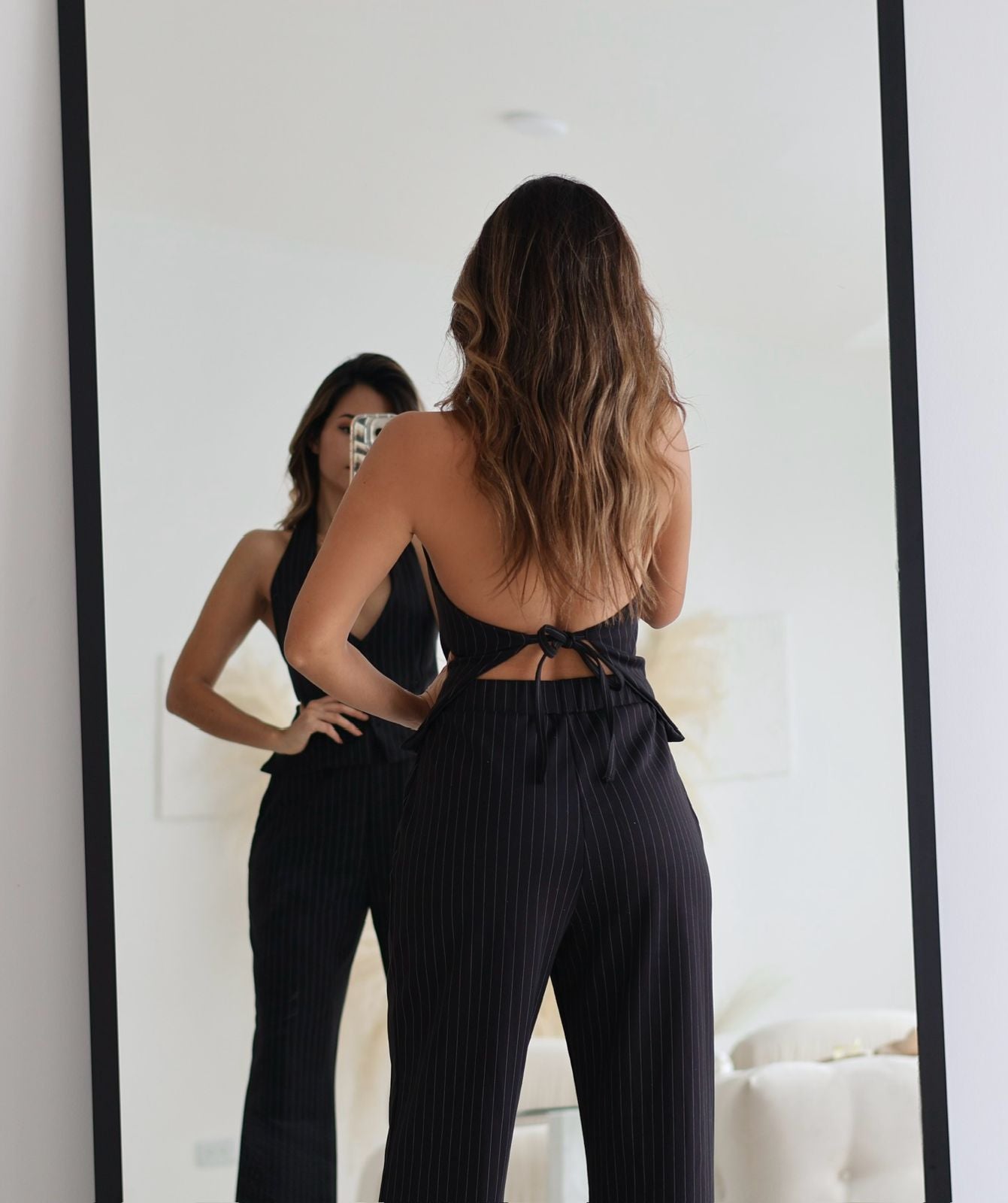 SET RAYAS PANTALON Y TOP HALTER