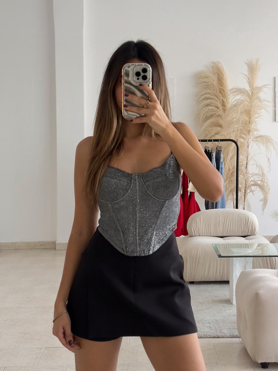 CORSET BRILLO COPAS NEGRO