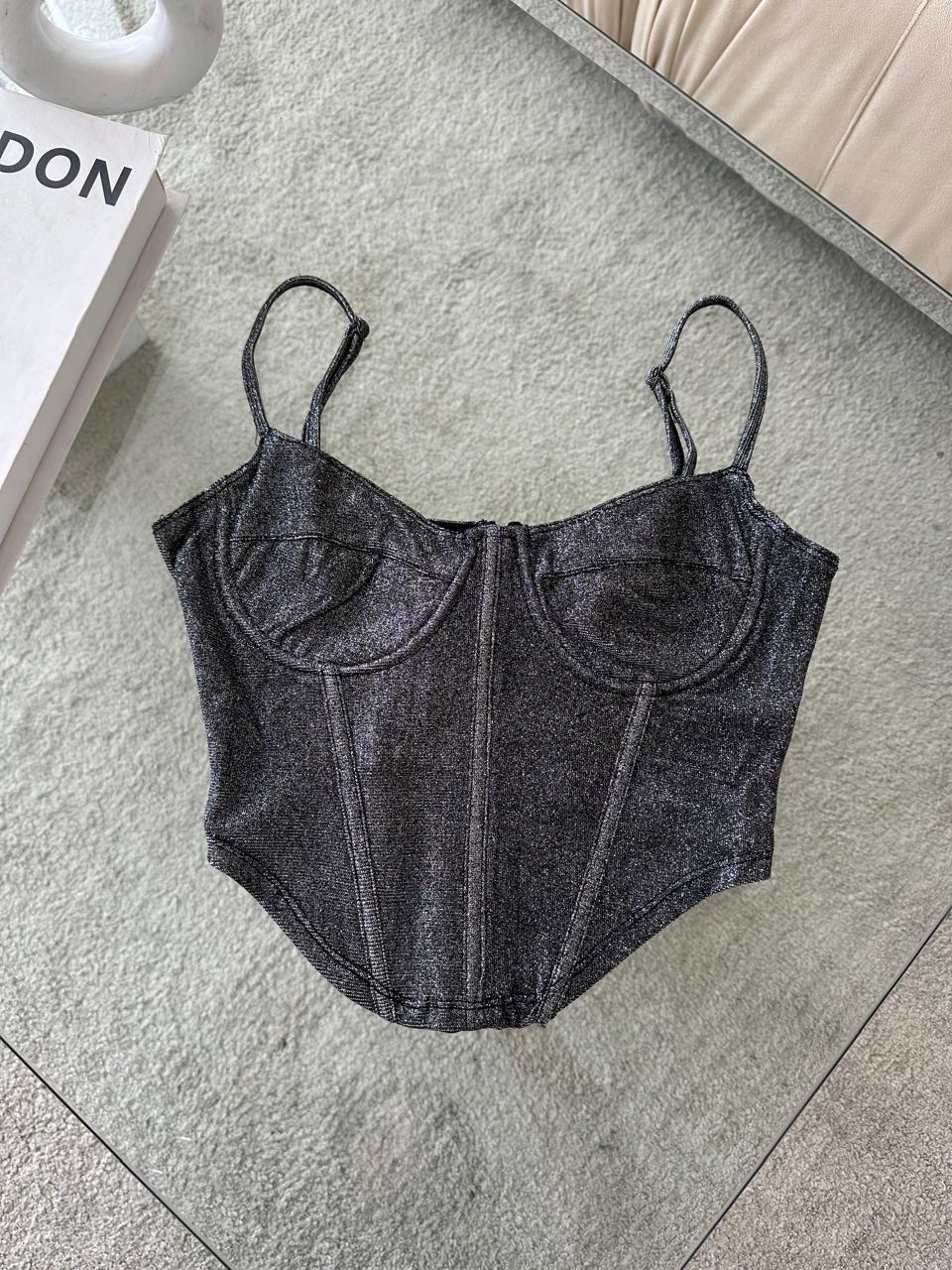 CORSET BRILLO COPAS NEGRO