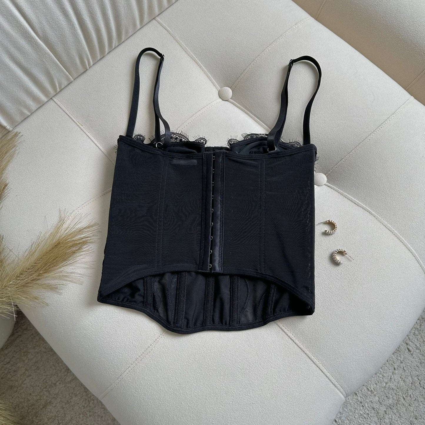 CORSET ENCAJE LARGO NEGRO