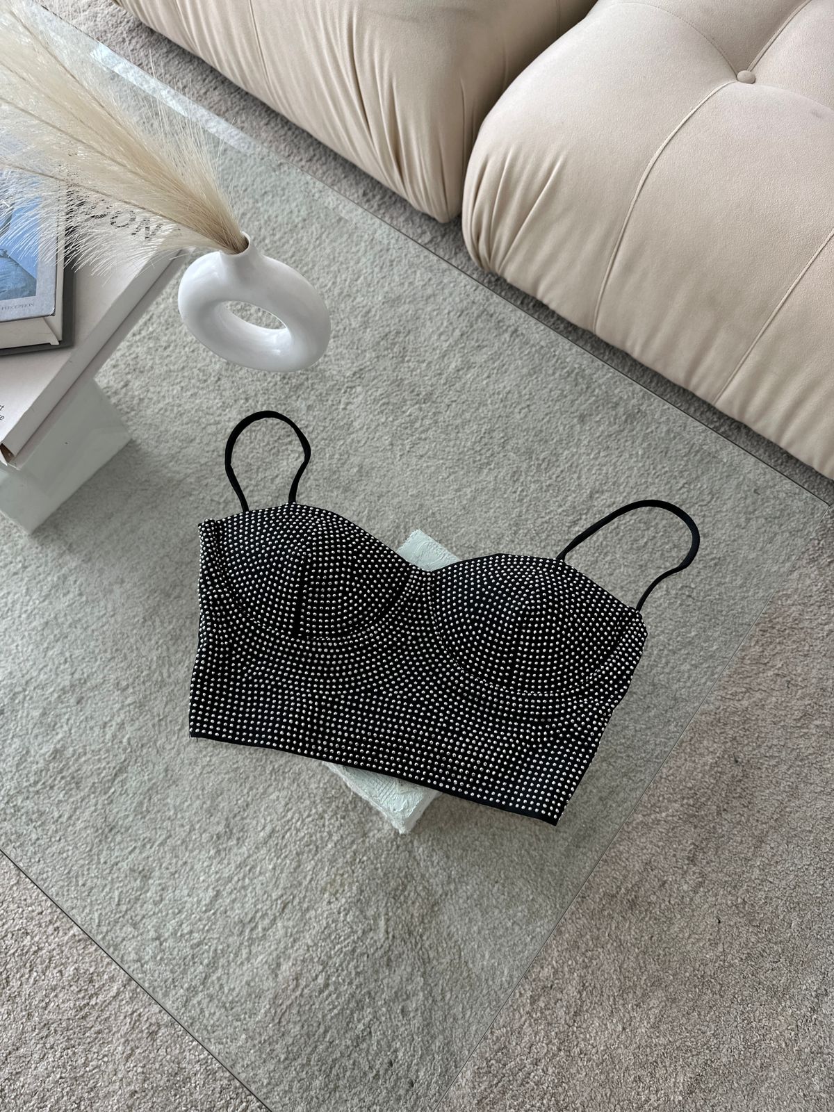 CORSET PEDRERIA NEGRO