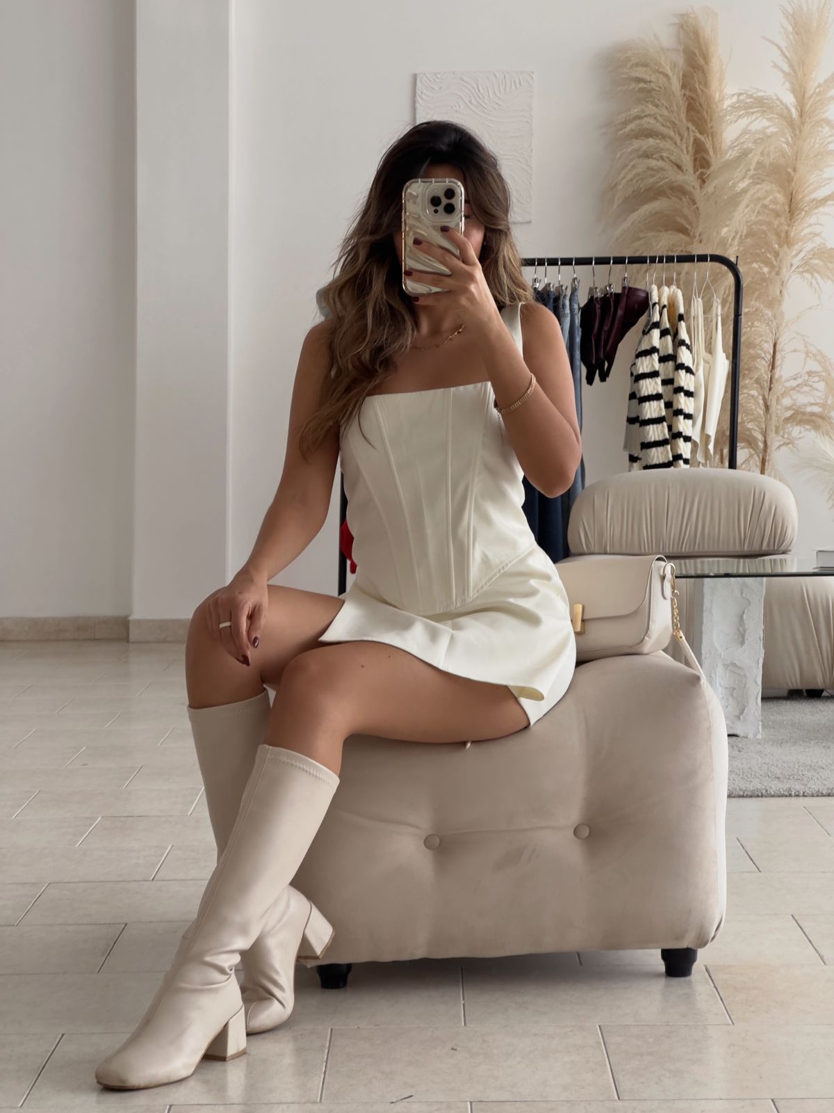 FALDA SHORT CREMA CRUZADA