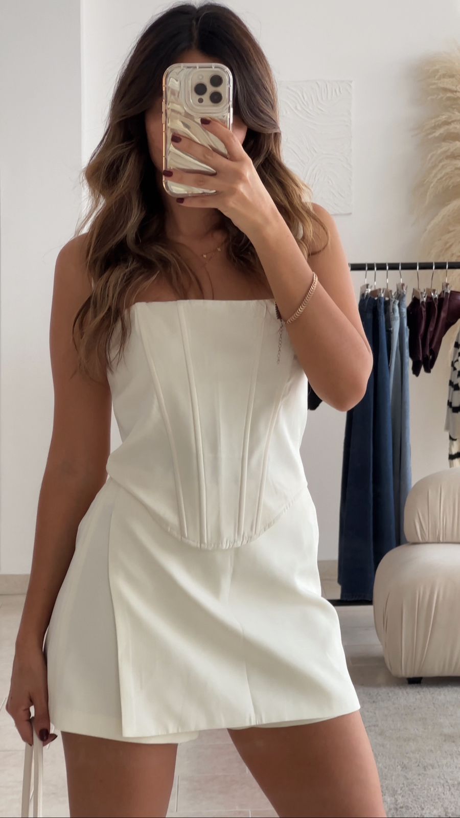 FALDA SHORT CREMA CRUZADA