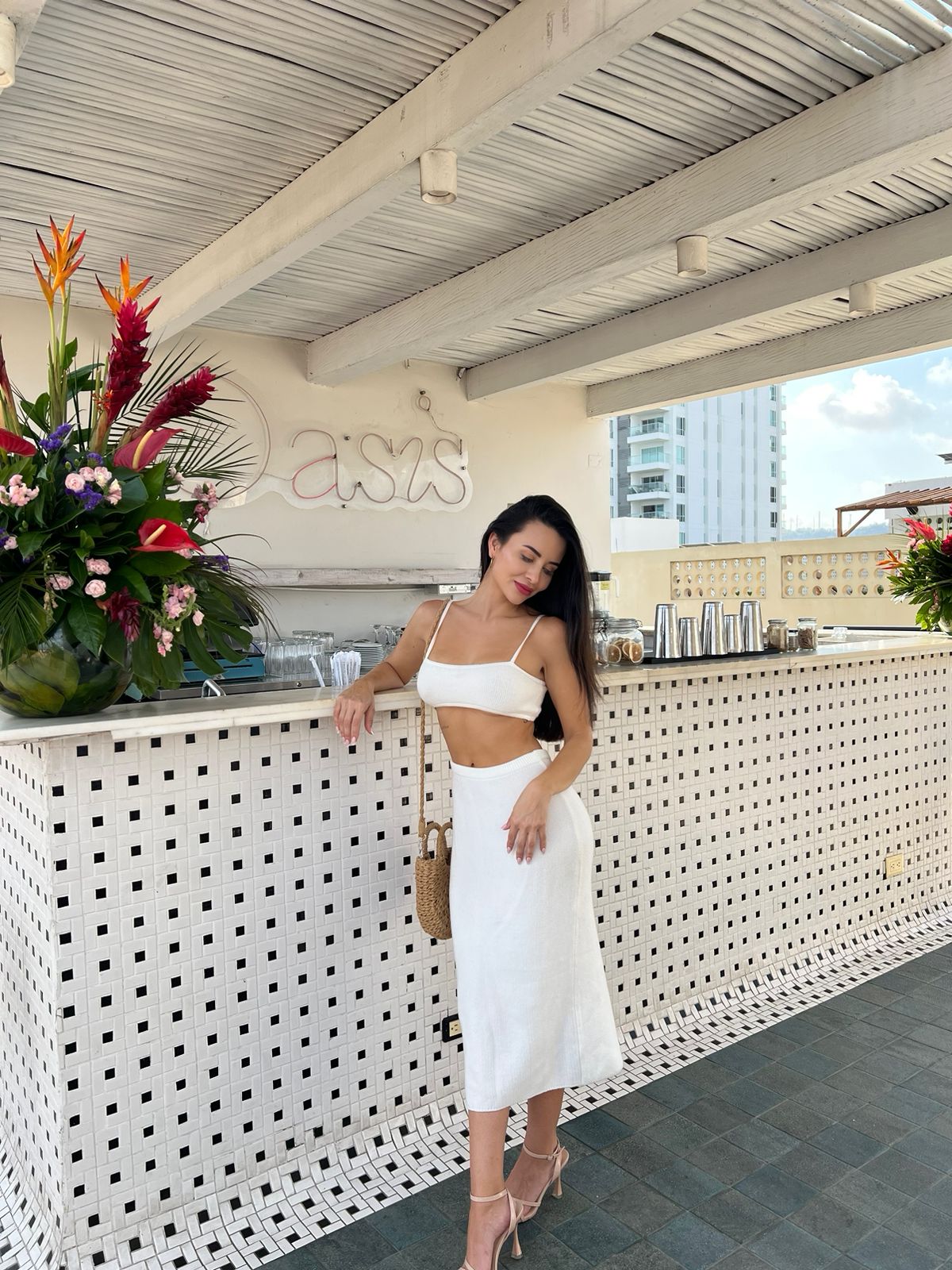 SET TEJIDO TOP Y FALDA LARGA