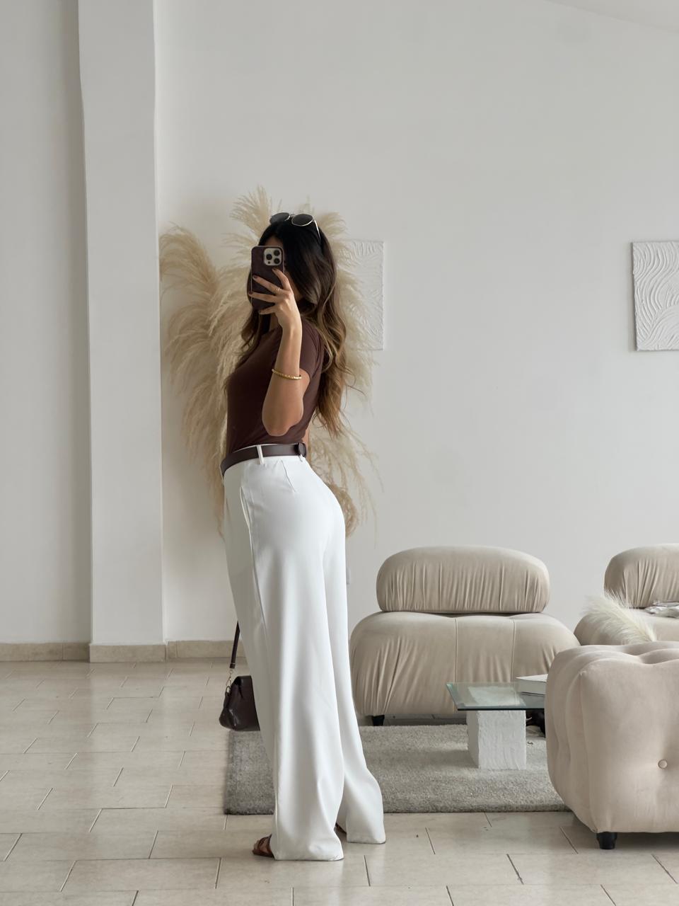 PANTALÓN EN TELA BLANCO