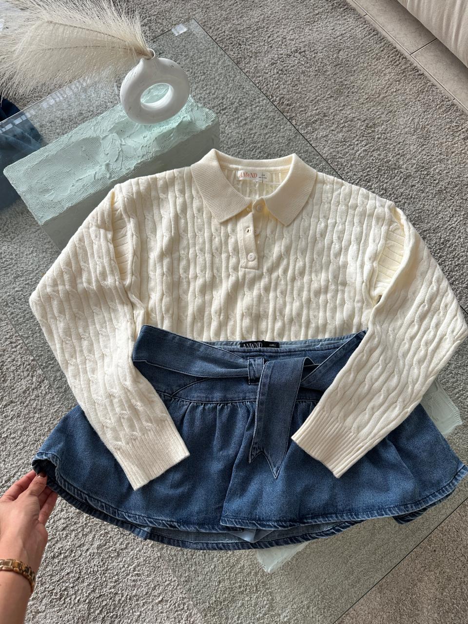 FALDA SHORT DENIM PRENSES LAZO