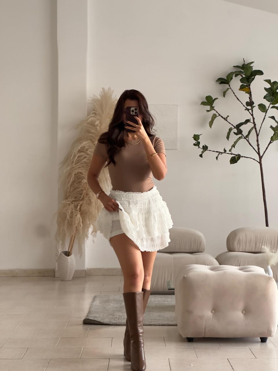 BODY MANGA CORTA DOBLE TELA CAFÉ