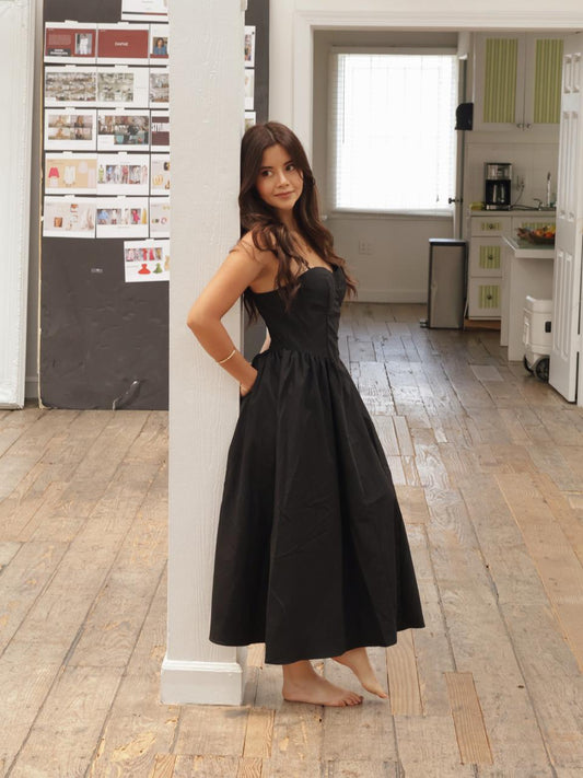 VESTIDO CORSET NEGRO LARGO