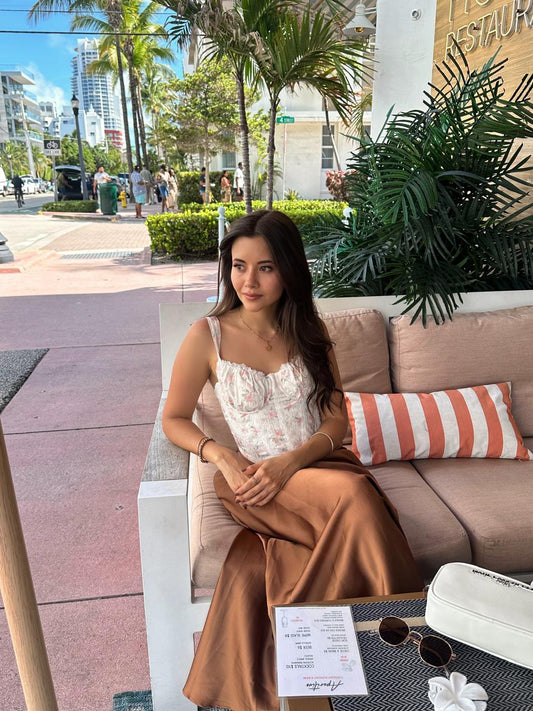 FALDA SATINADA LARGA MOCHA