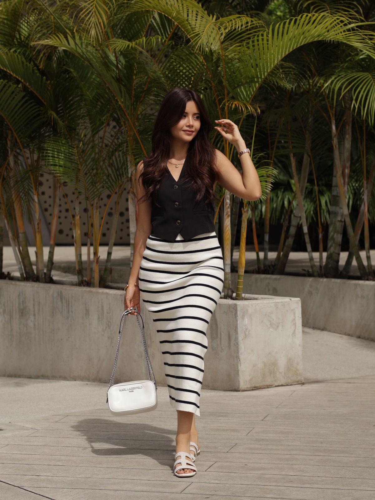 FALDA TEJIDA RAYAS MIDI