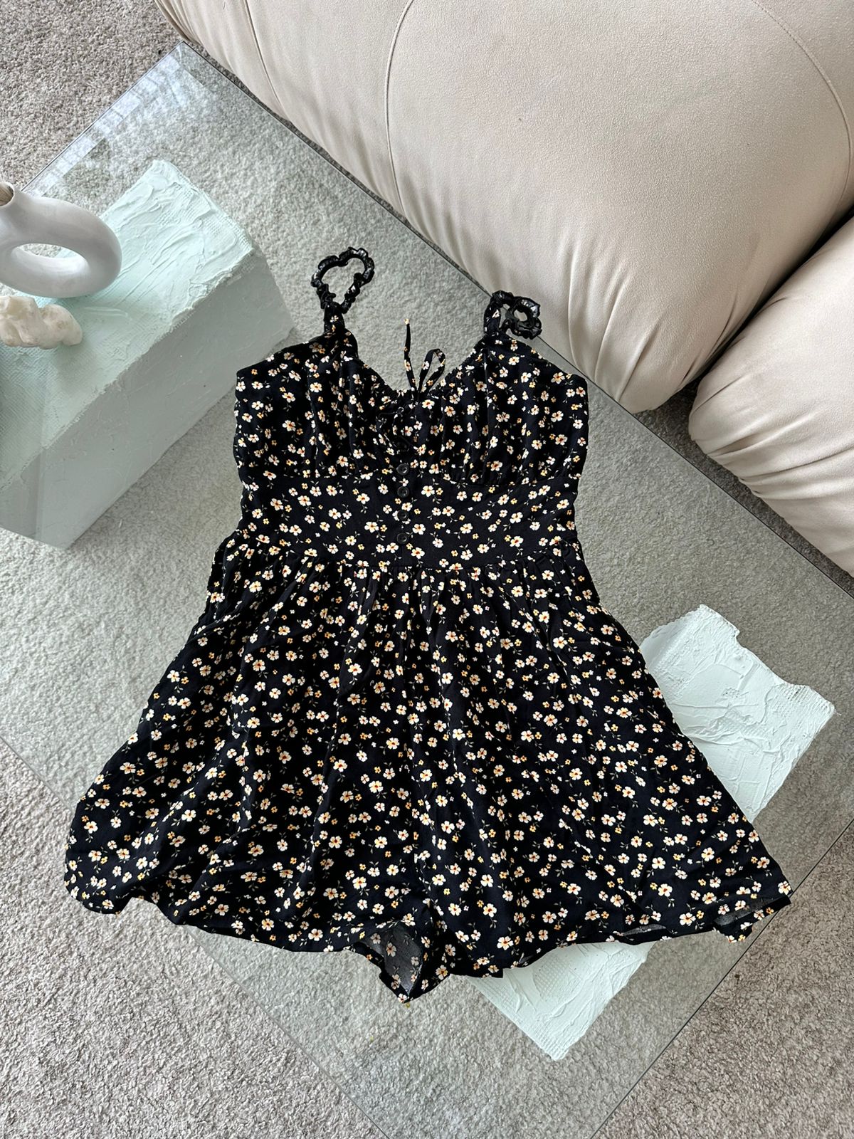 ENTERIZO FLORAL NEGRO