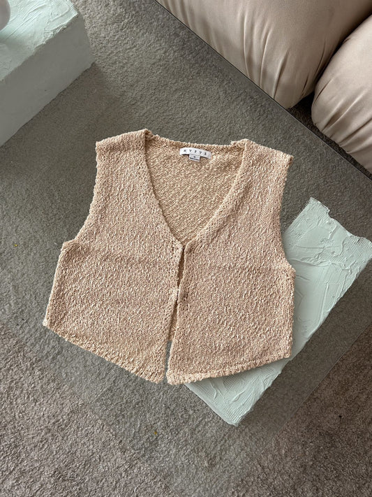 BLUSA CHALECO TEJIDO CAFÉ