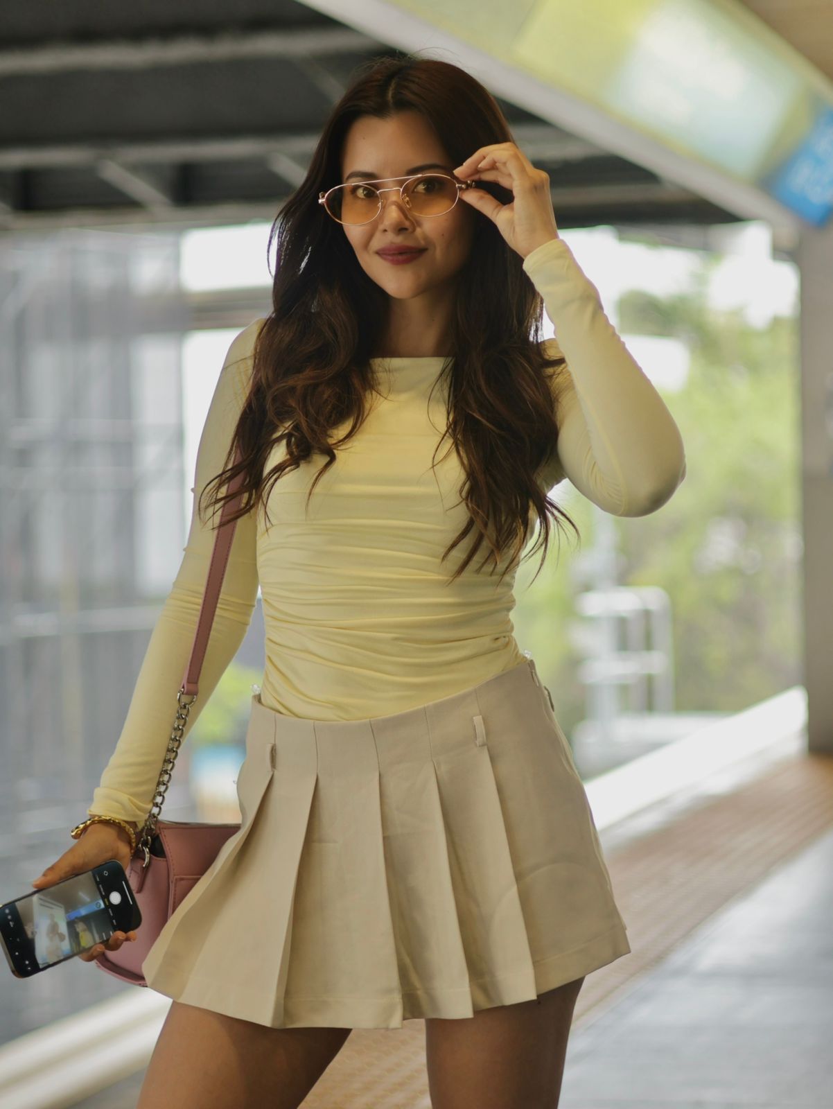 BLUSA MANGA LARGA AMARILLA FRUNCIDOS