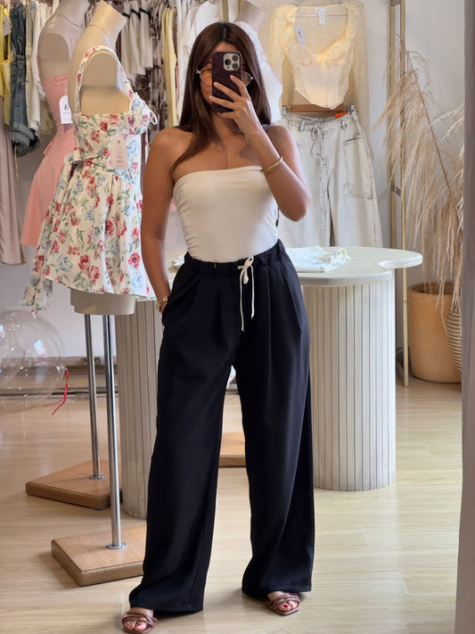 PANTALÓN FRESCO NEGRO CORDÓN