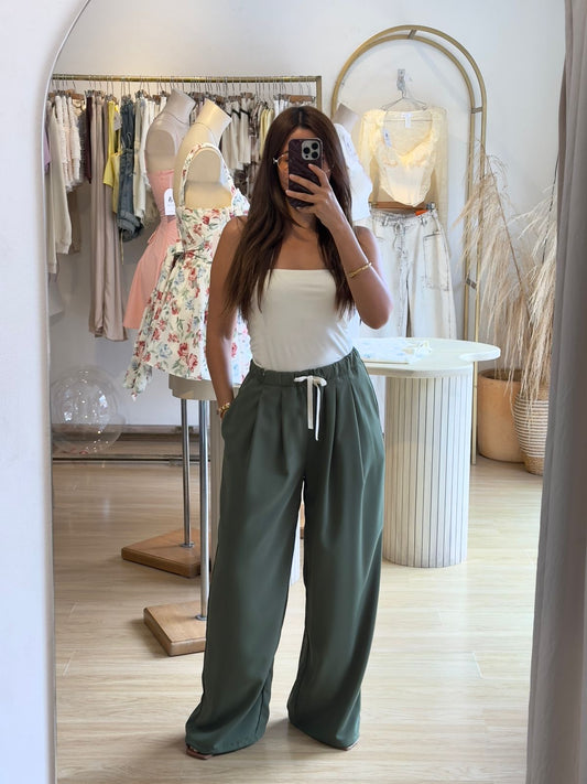 PANTALÓN FRESCO VERDE CORDÓN