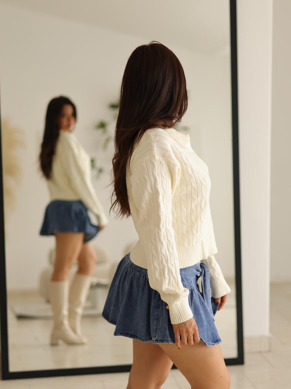 FALDA SHORT DENIM PRENSES LAZO