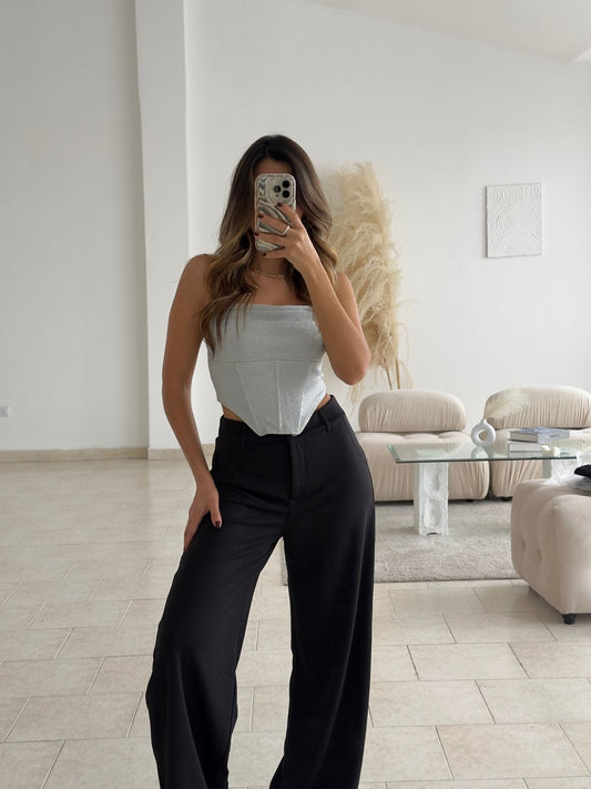 PANTALON NEGRO EN TELA IRIS