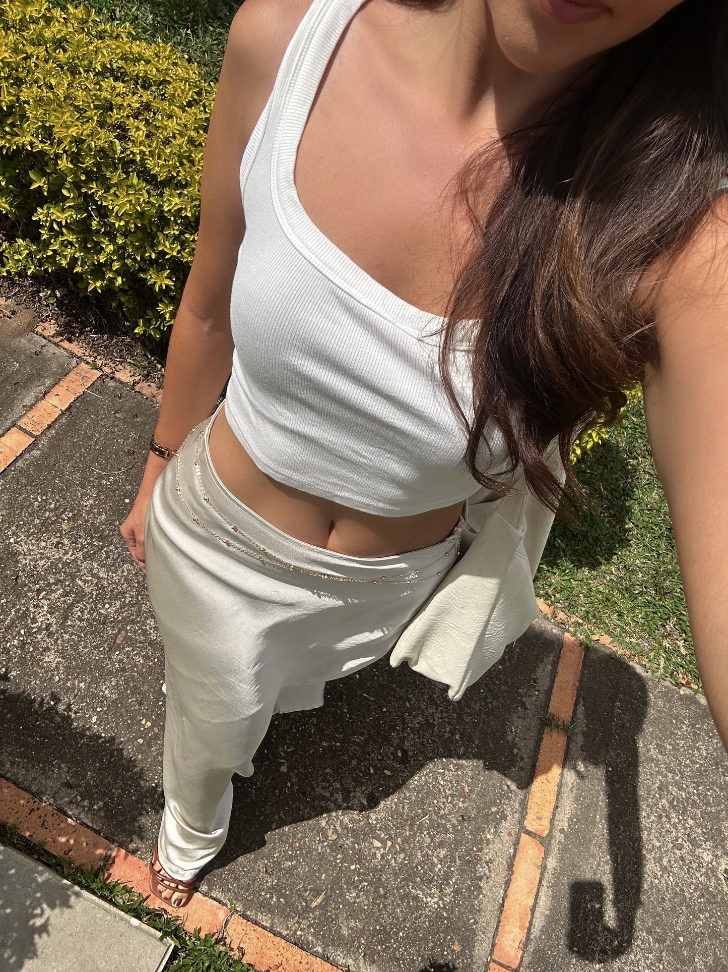 FALDA SATINADA LARGA CHAMPAÑA