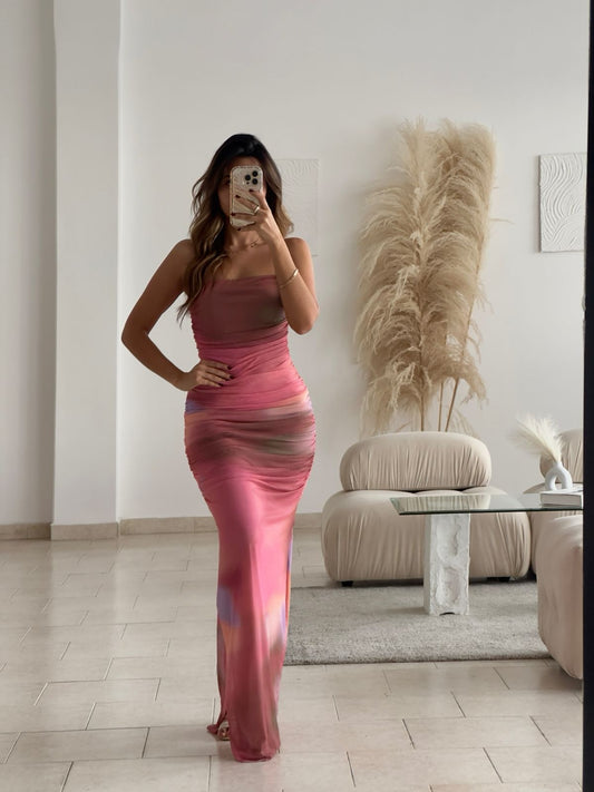 VESTIDO MESH MULTIPINK LARGO