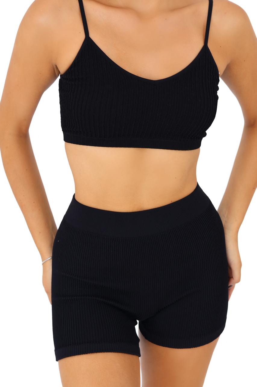 SET DEPORTIVO TOP Y SHORT NEGRO