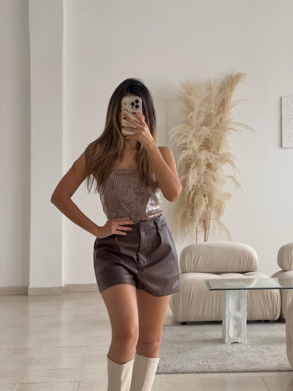 TOP STRAPLESS LENTEJUELAS ORO ROSA