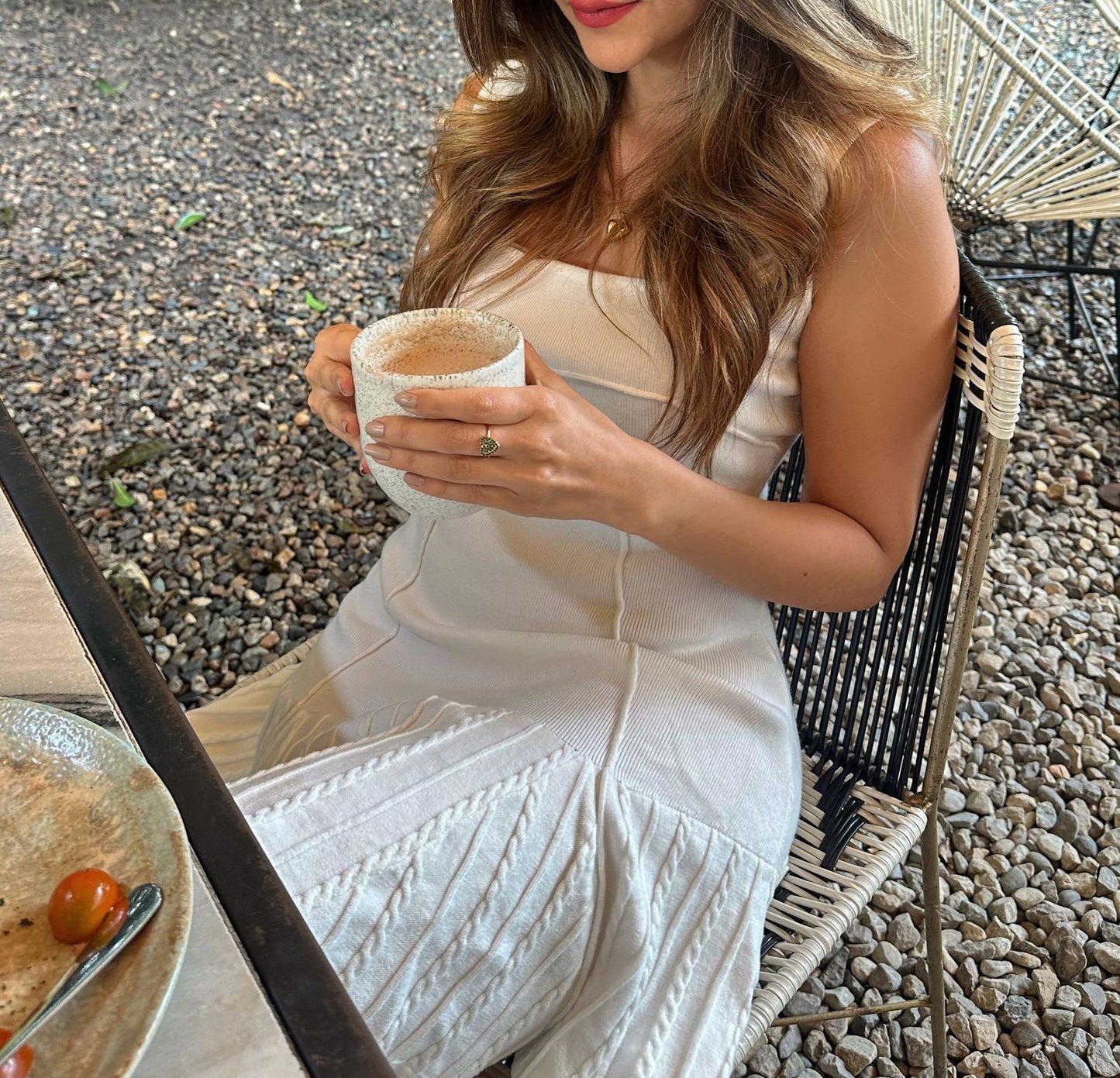 VESTIDO TEJIDO BLANCO