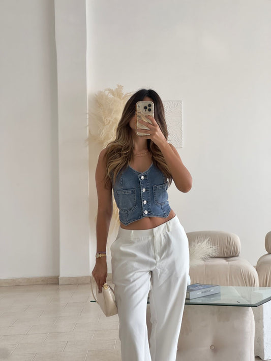 CHALECO DENIM AJUSTADO