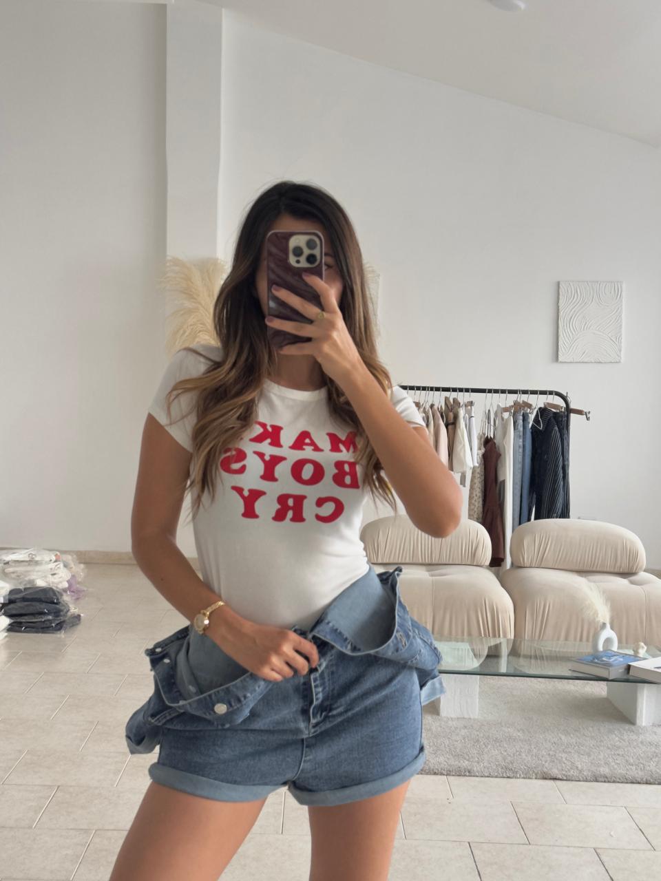 CAMISETA BLANCA MAKE BOYS CRY