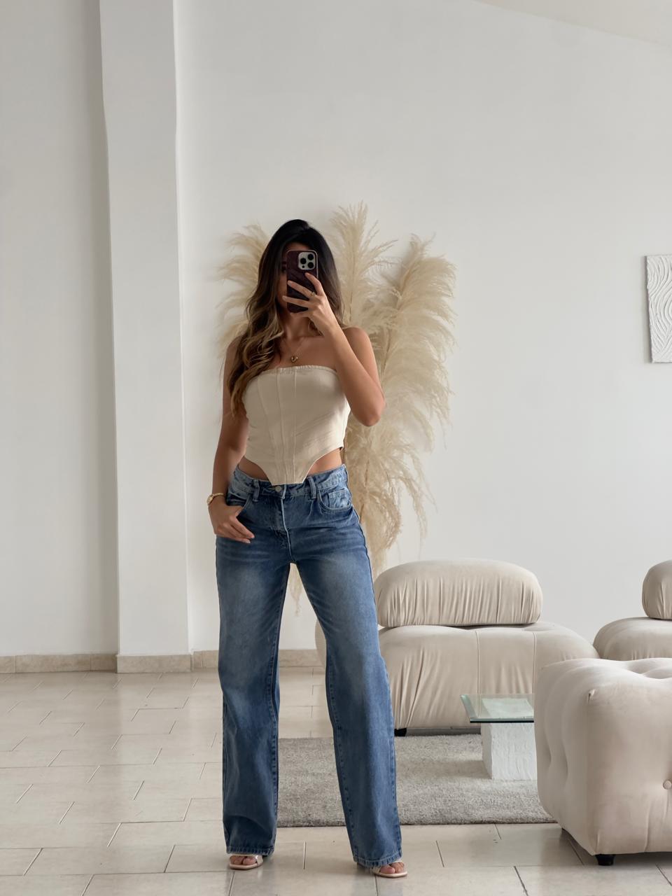 JEAN LOW WAIST RIGÍDO TONO MEDIO