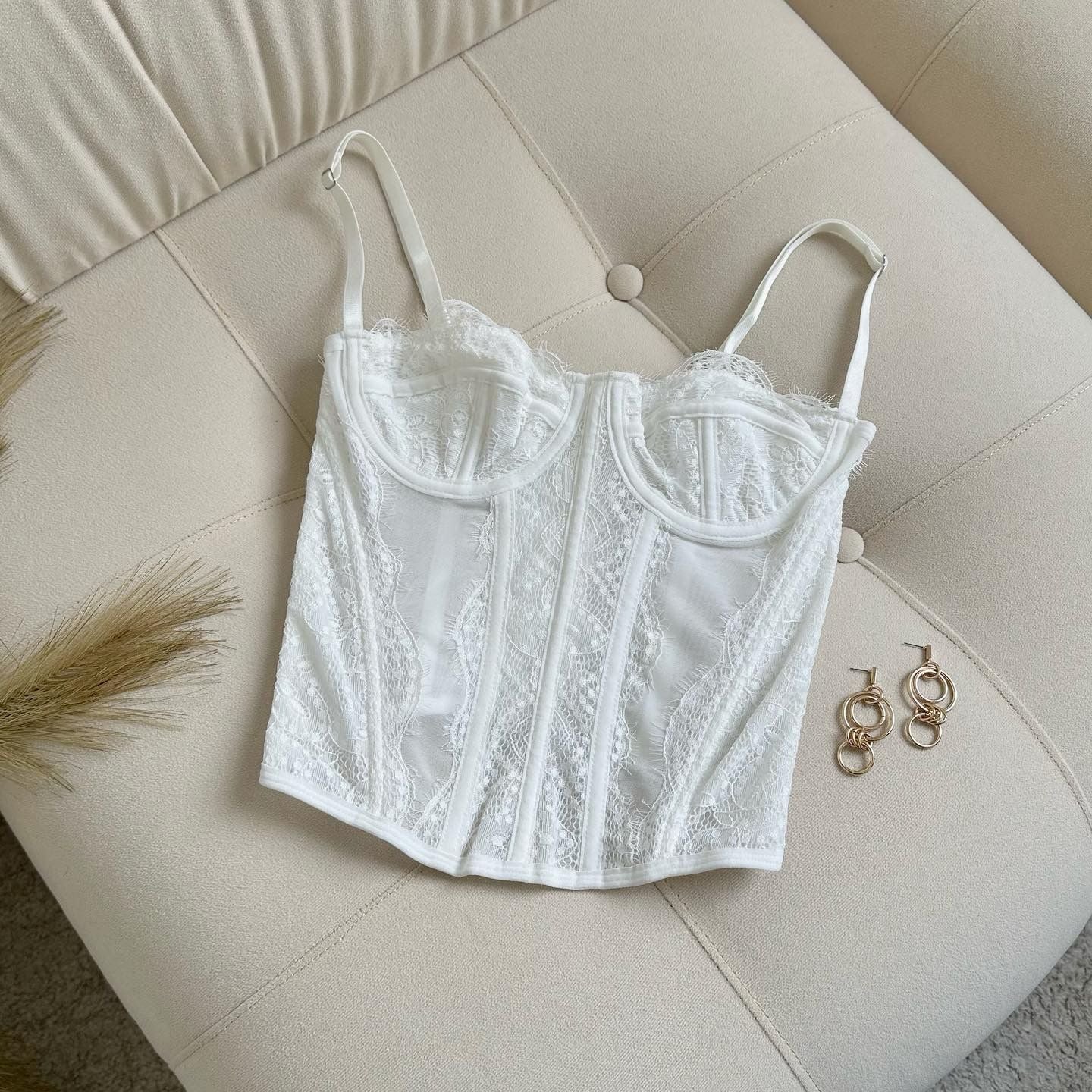 CORSET ENCAJE LARGO BLANCO