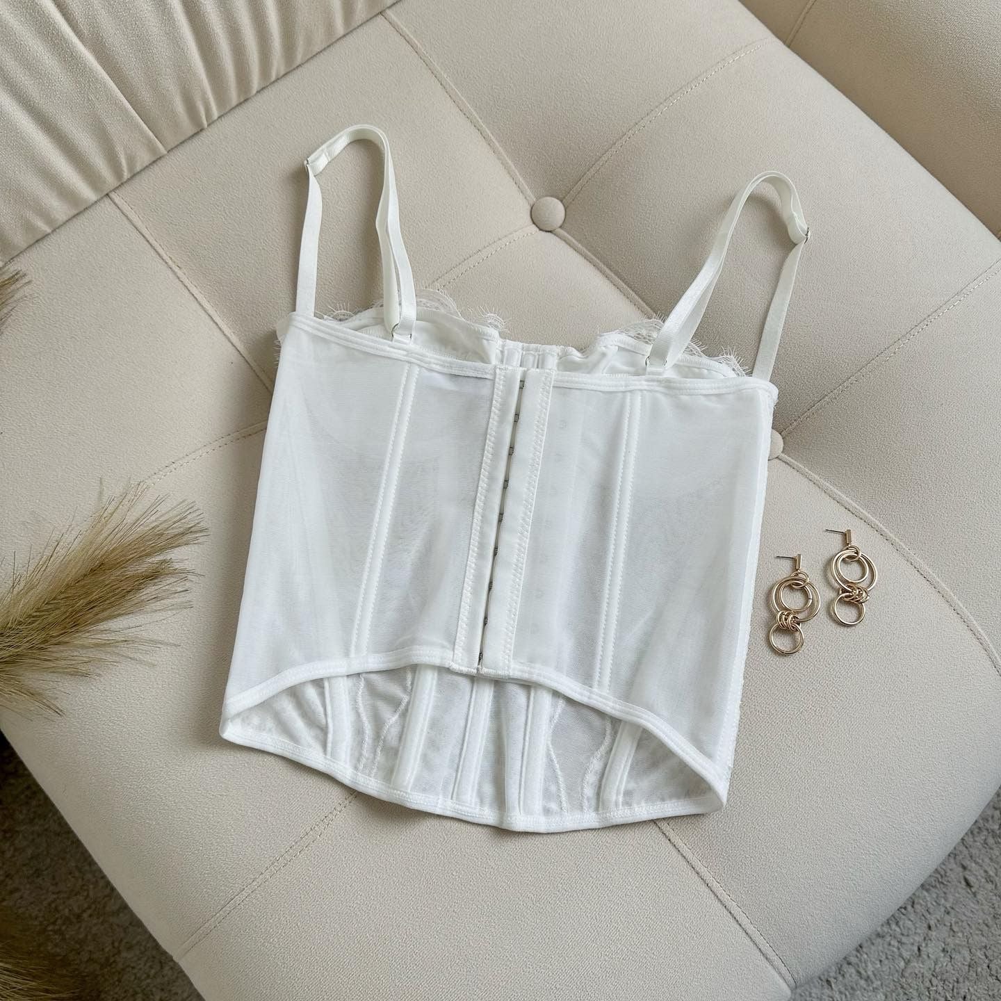 CORSET ENCAJE LARGO BLANCO