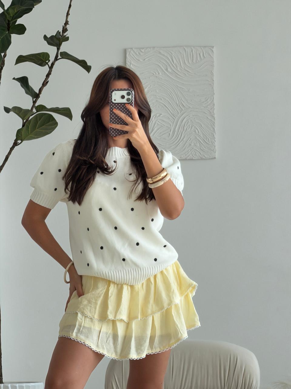 SACO TEJIDO MANGA CORTA POLKA DOT