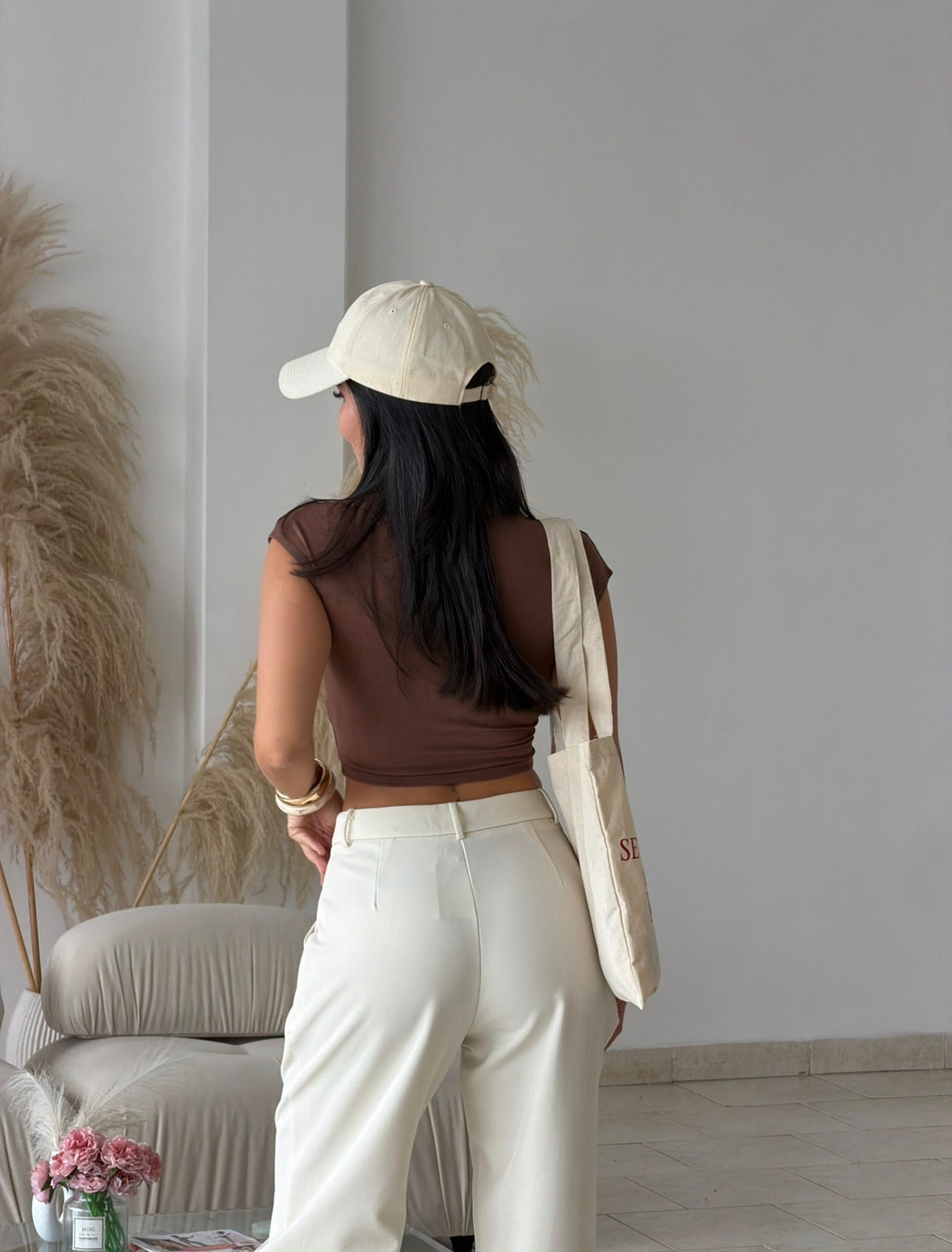CROP TOP BÁSICO MANGA CORTA MOCHA