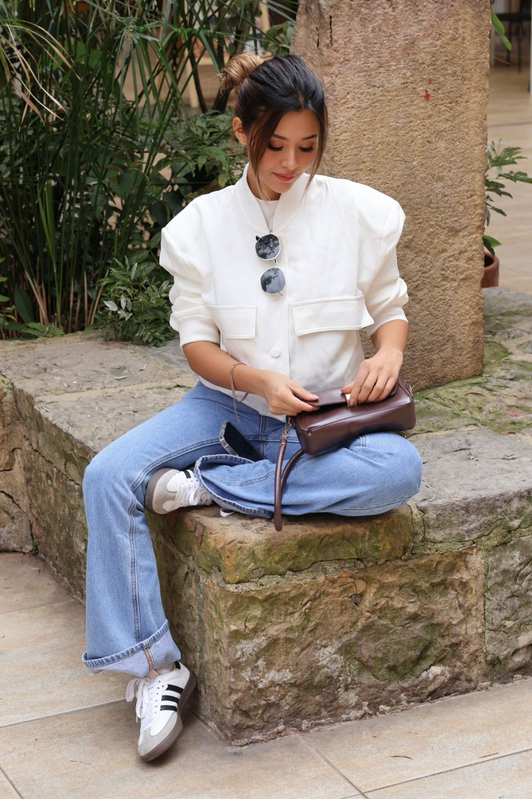 CHAQUETA BOMBER CREMA