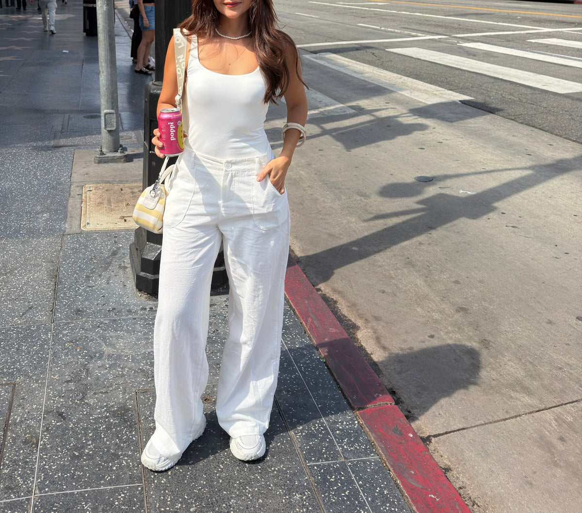 BODY TANK EN TELA DOBLE BLANCO