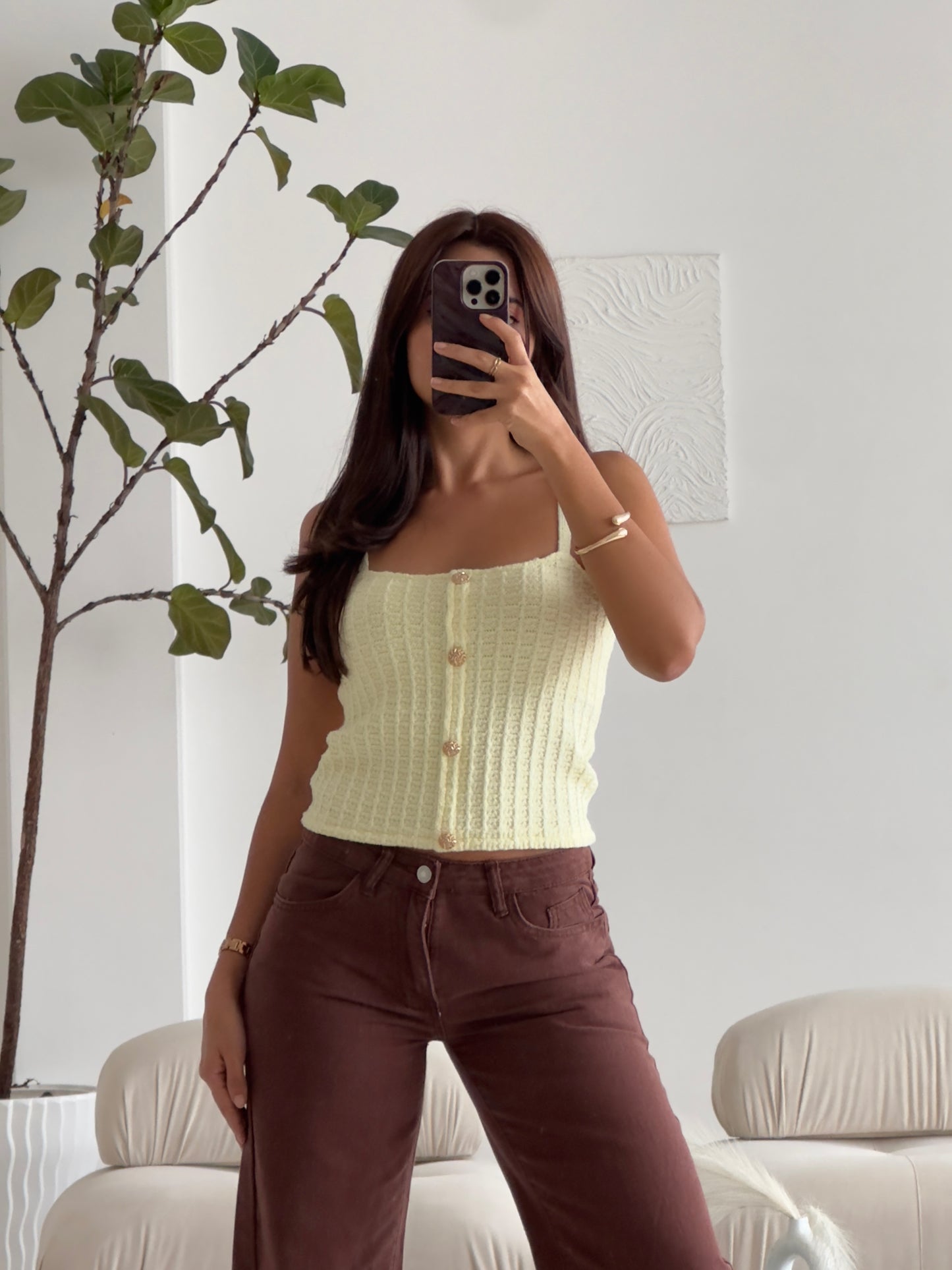 BLUSA TEJIDA AMARILLA BOTONES