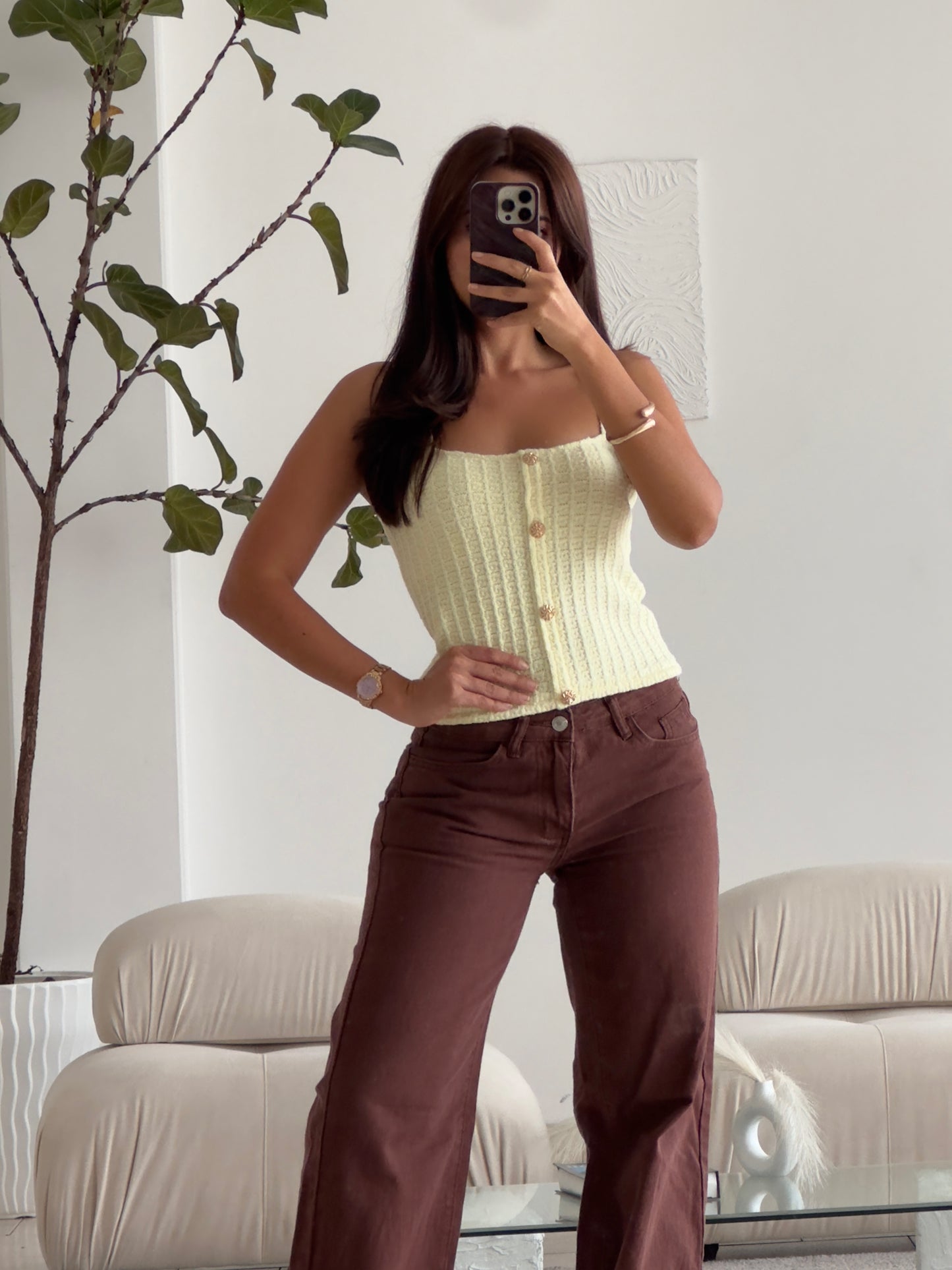 BLUSA TEJIDA AMARILLA BOTONES