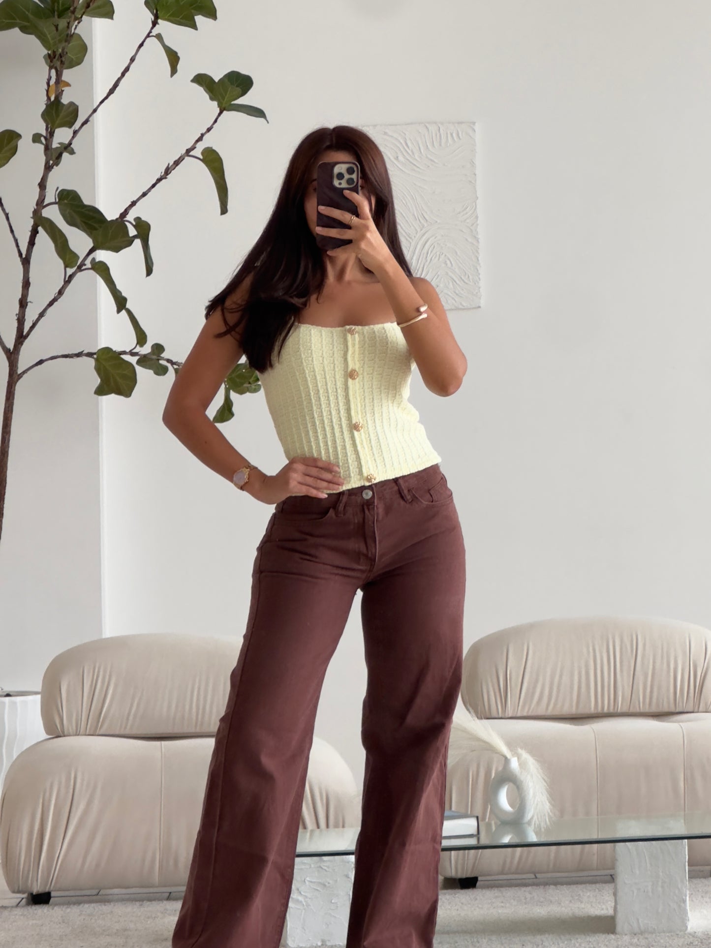 BLUSA TEJIDA AMARILLA BOTONES
