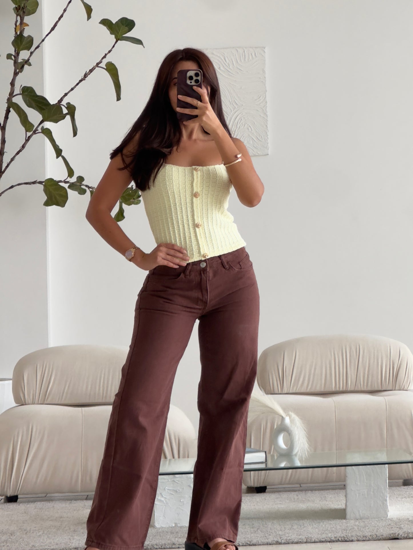 BLUSA TEJIDA AMARILLA BOTONES