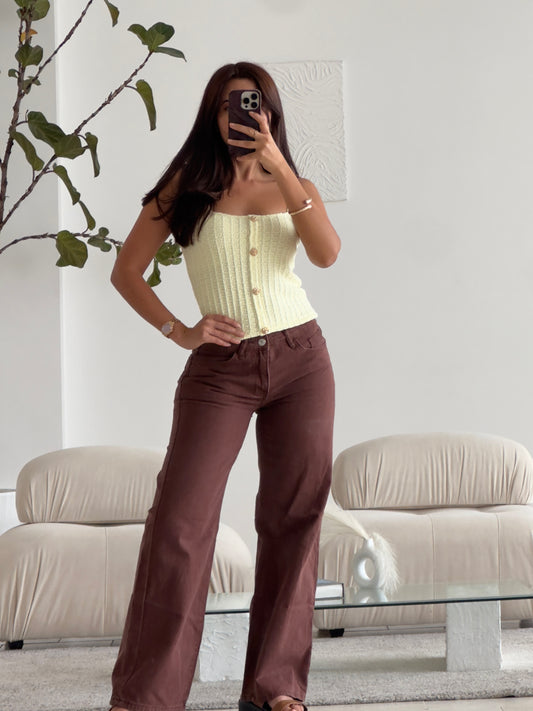 BLUSA TEJIDA AMARILLA BOTONES