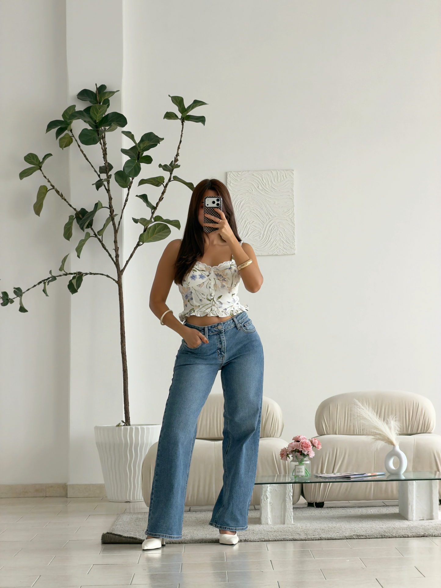 JEAN LOW RISE WIDE PETITE  JUST USA