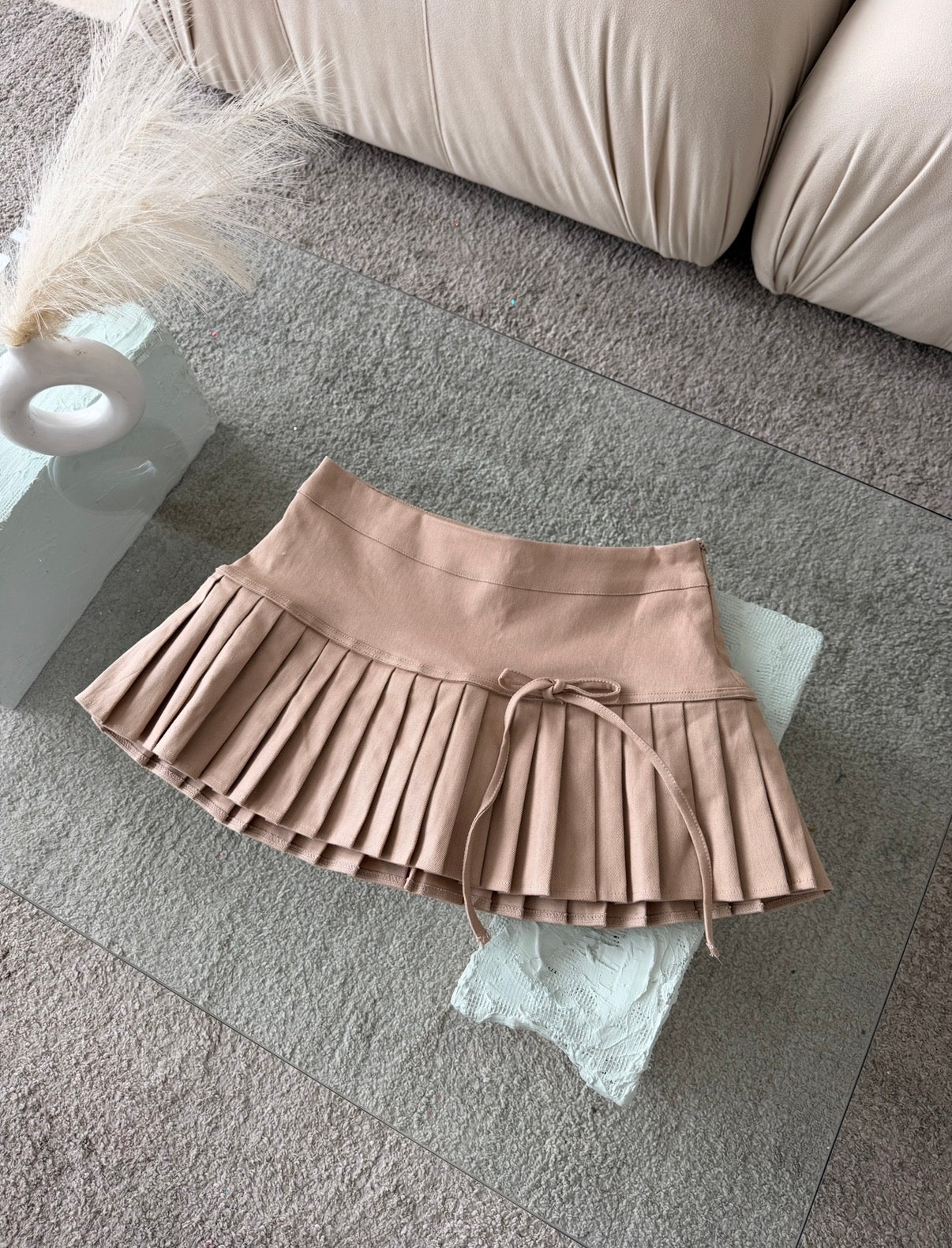 FALDA SHORT LOW WAIST CAQUI PRENSES