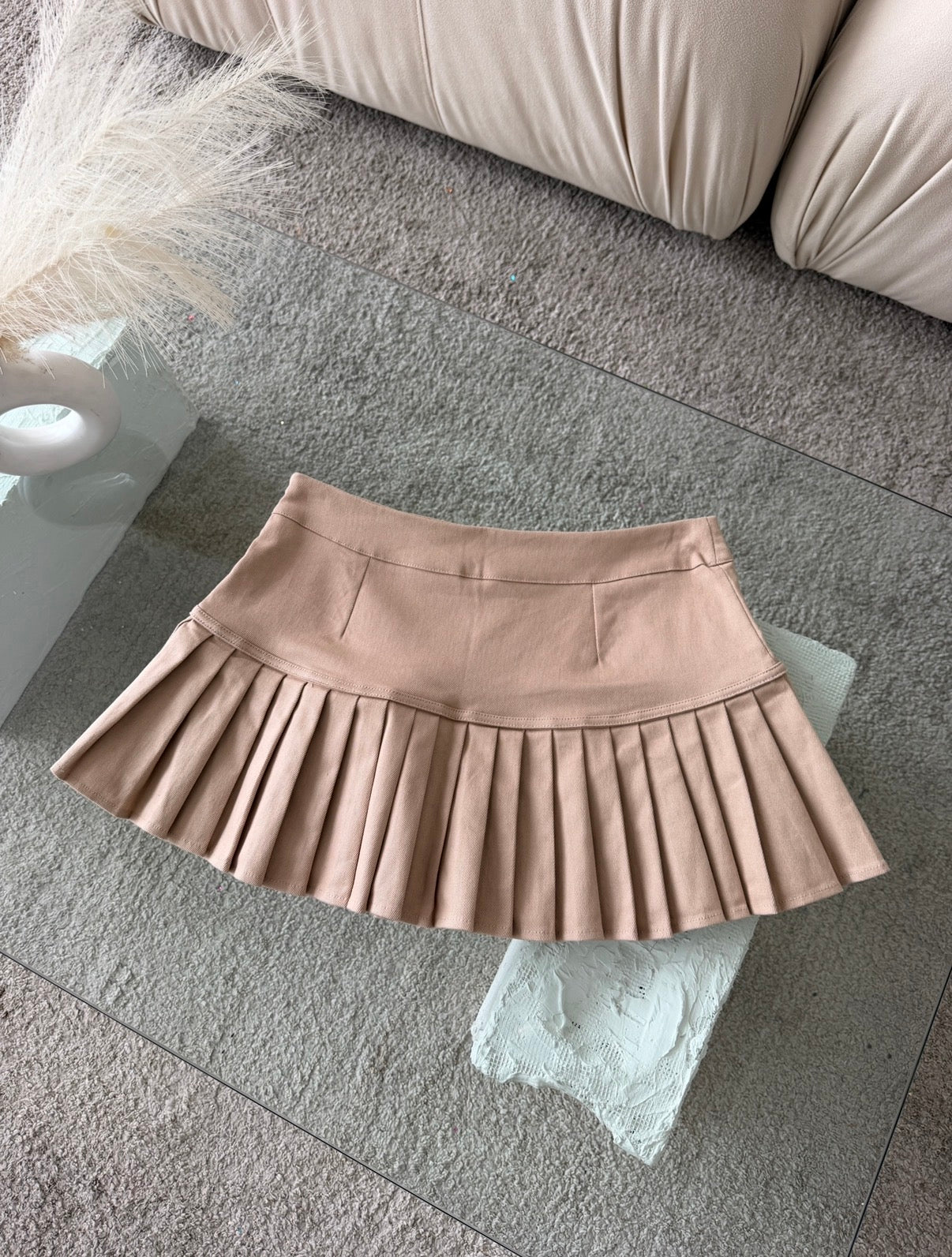 FALDA SHORT LOW WAIST CAQUI PRENSES