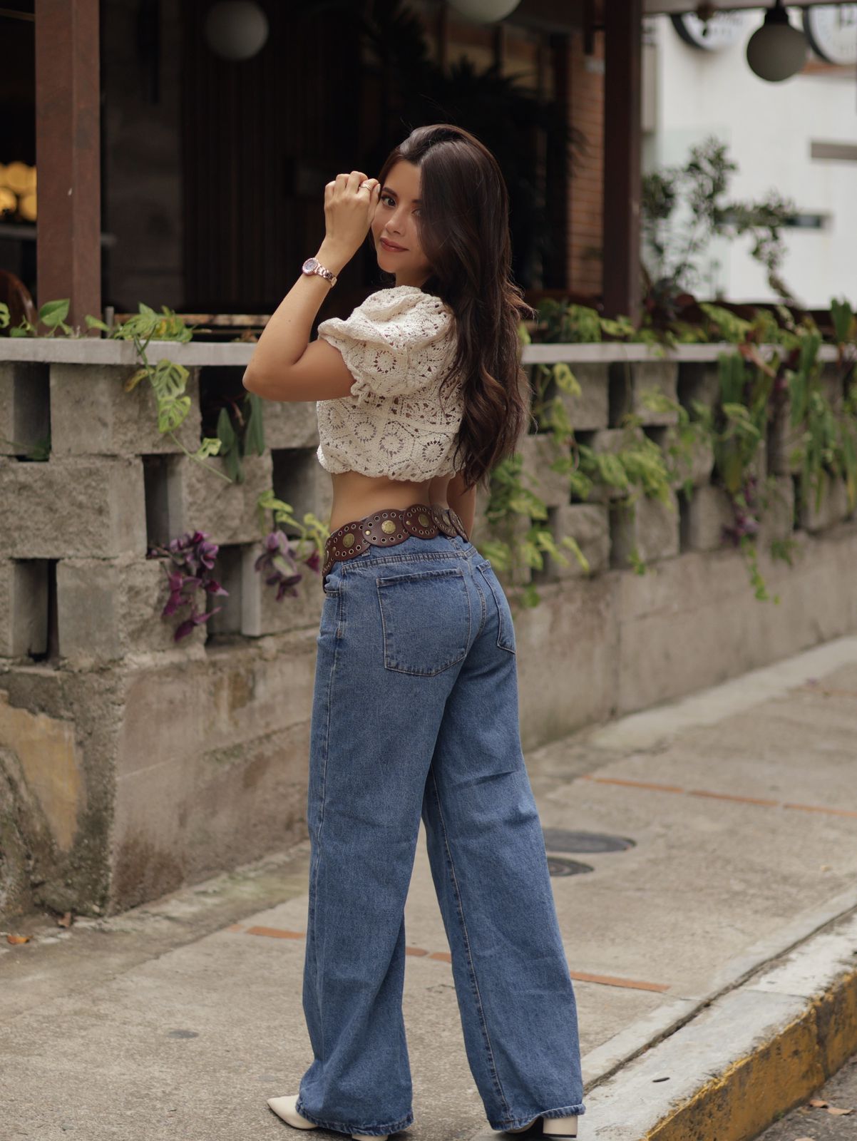 BLUSA CROCHET MANGA BOMBACHA