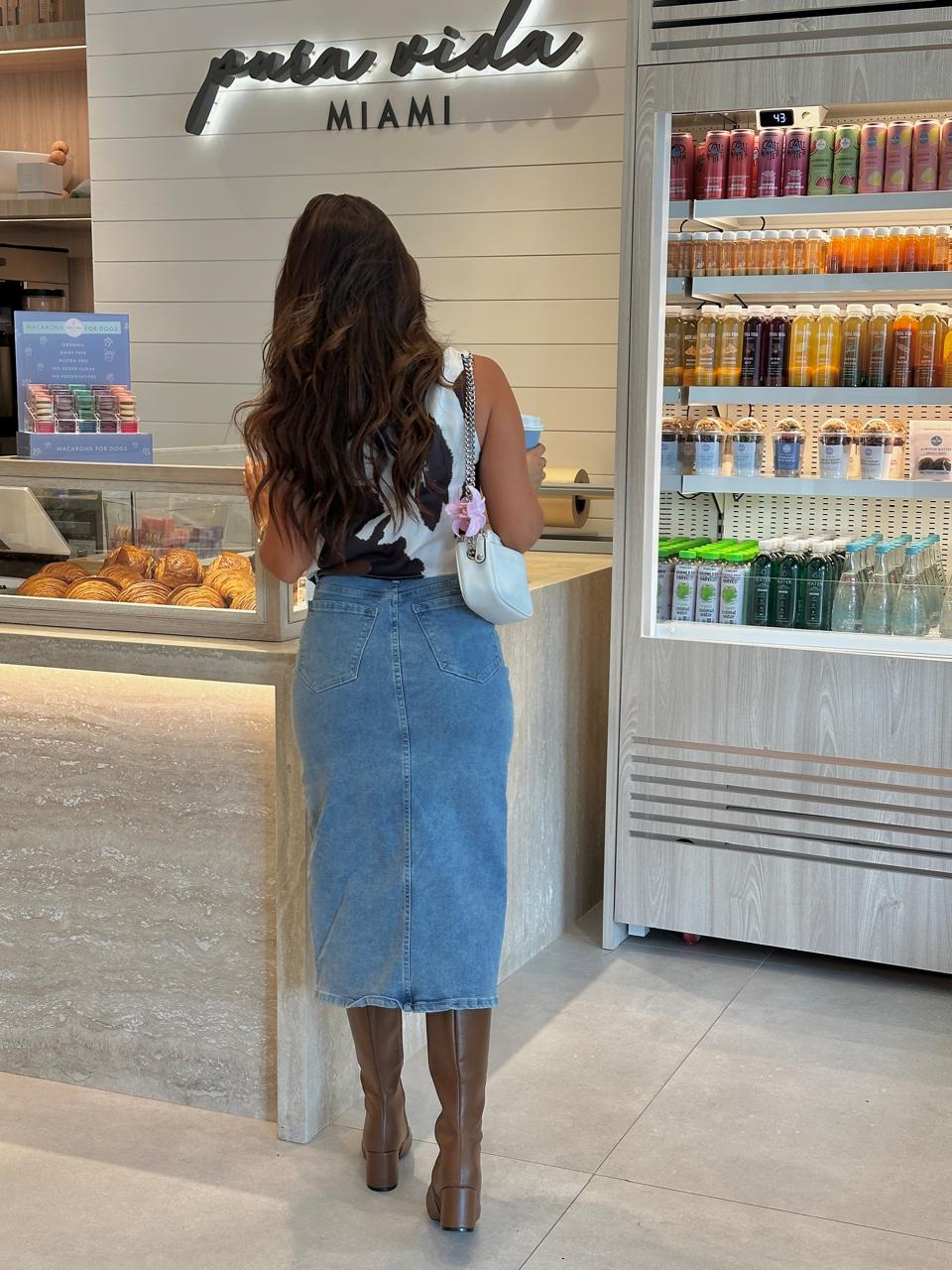 FALDA DENIM CLARO MIDI