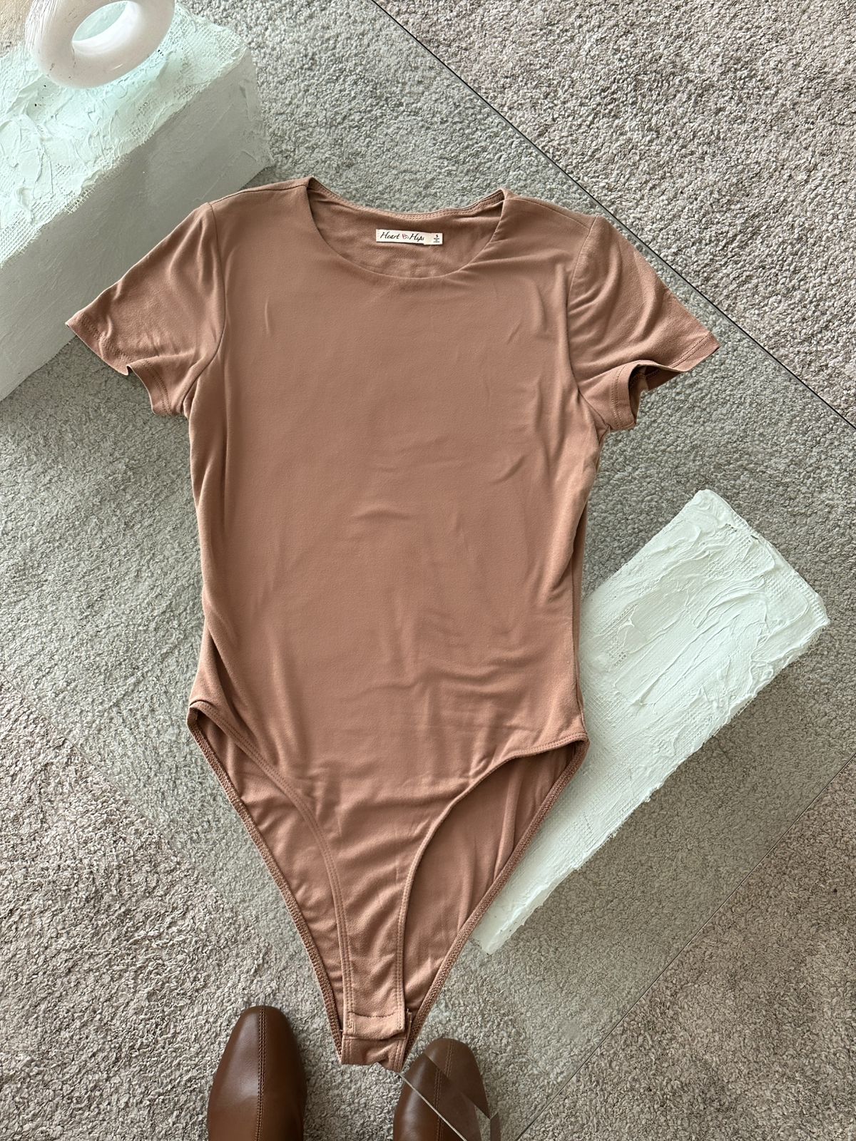 BODY MANGA CORTA DOBLE TELA CAFÉ