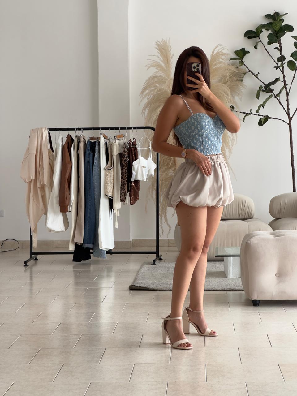 FALDA DORADA GLOBO SATINADA