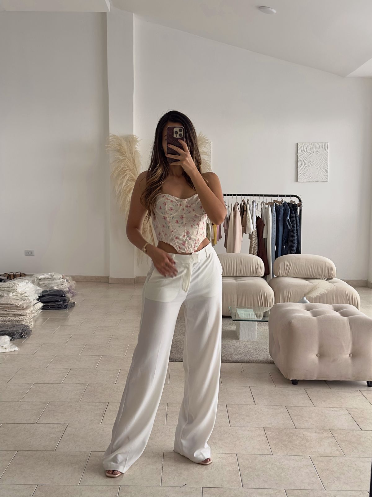 CORSET OJALILLO FLORES ROSA